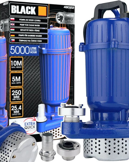 BLACK siurblys švariam ir lietaus vandeniui su sieteliu, 370 W, FAST FIX jungtys