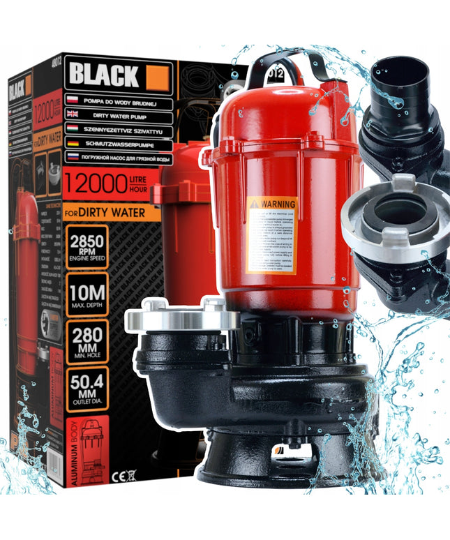 Siurblys nešvariam nuotekų vandeniui su smulkintuvu, su FAST TIX, komplekte 11m laidas, juodas