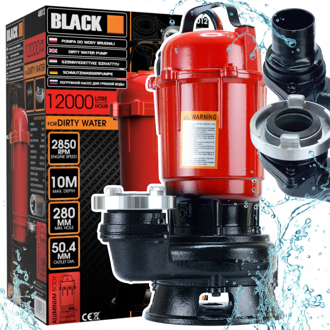 Siurblys nešvariam nuotekų vandeniui su smulkintuvu, su FAST TIX, komplekte 11m laidas, juodas