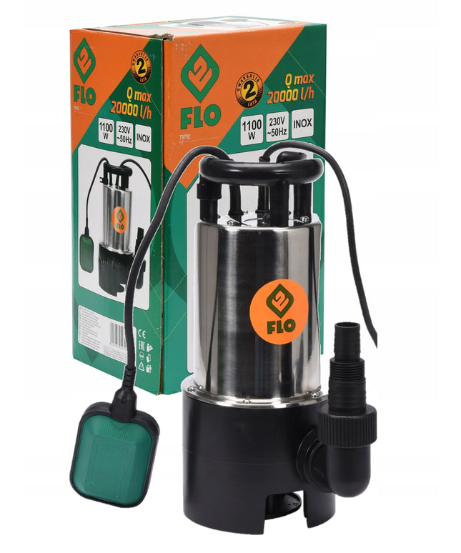 FLO 79792 1100W panardinamasis siurblys nešvariam ir švariam vandeniui (INOX)