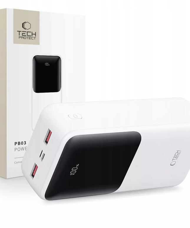 Galingas išorinis akumuliatorius 30000mAh Powerbank USB-A USB-C LED - #OUT978