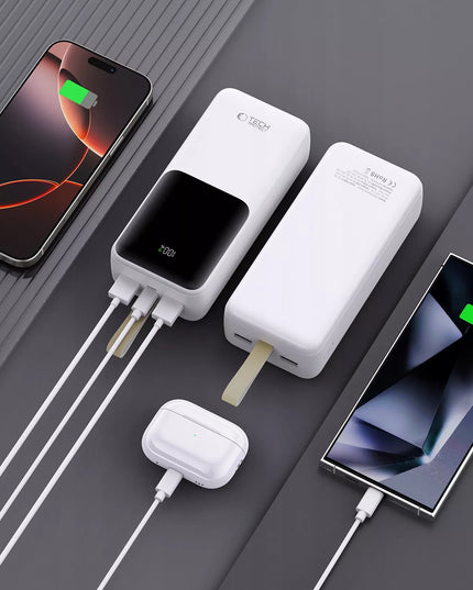 Galingas išorinis akumuliatorius 30000mAh Powerbank USB-A USB-C LED - #OUT978