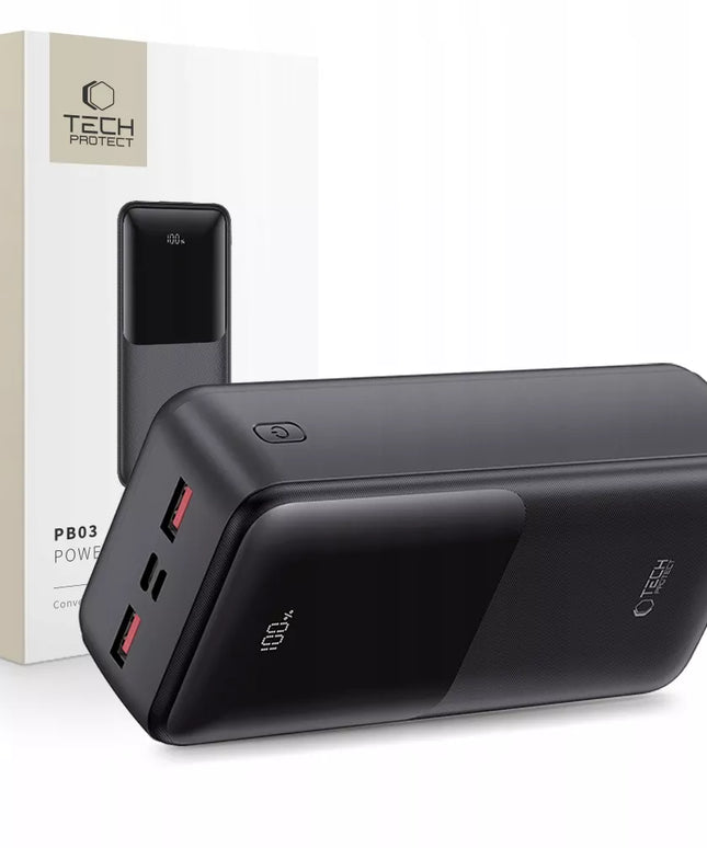 Galingas 30000 mAh išorinis akumuliatorius powerbank USB-A USB-C su LED indikatoriumi