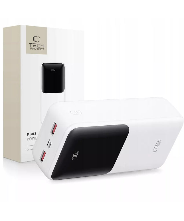 Galingas 30000 mAh išorinis akumuliatorius (powerbank) su USB-A, USB-C ir LED indikatoriumi