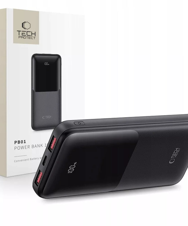 Išorinė baterija Power Bank 10000mAh su USB-A USB-C jungtimis ir LED indikatoriumi