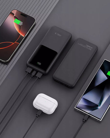 Išorinė baterija Power Bank 10000mAh su USB-A USB-C jungtimis ir LED indikatoriumi