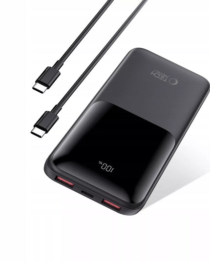 Išorinė baterija Power Bank 10000mAh su USB-A USB-C jungtimis ir LED indikatoriumi