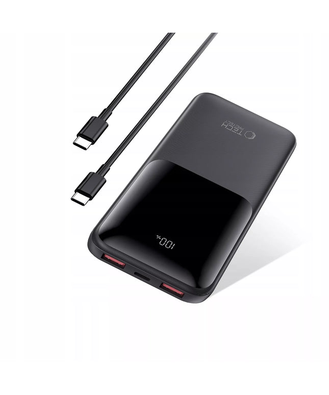 Išorinė baterija Power Bank 10000mAh su USB-A USB-C jungtimis ir LED indikatoriumi