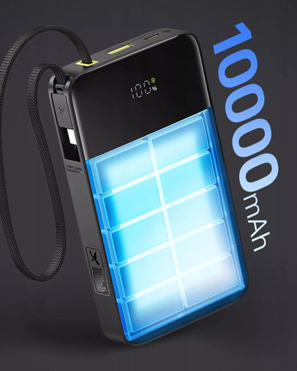 Baseus Bipow2 Pro išorinė baterija 10000 mAh 22.5W su integruotu USB-C kabeliu