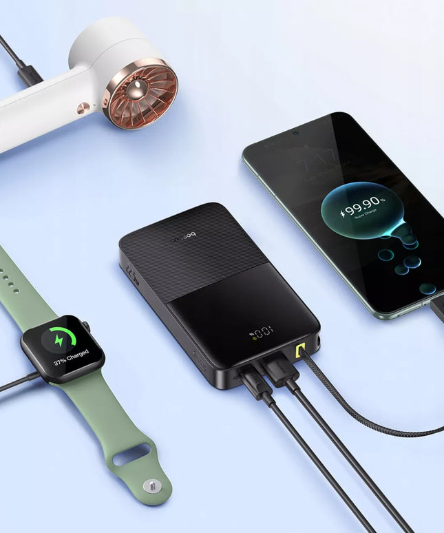 Baseus Bipow2 Pro išorinė baterija 10000 mAh 22.5W su integruotu USB-C kabeliu