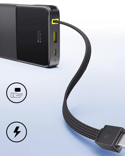 Baseus Bipow2 Pro išorinė baterija 10000 mAh 22.5W su integruotu USB-C kabeliu