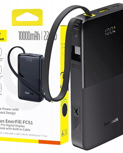 Baseus Bipow2 Pro išorinė baterija 10000 mAh 22.5W su integruotu USB-C kabeliu