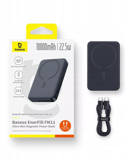 Išorinė baterija BASEUS 10000 mAh 22,5W indukcinė MagSafe greitas PD QC įkrovimas + laidas