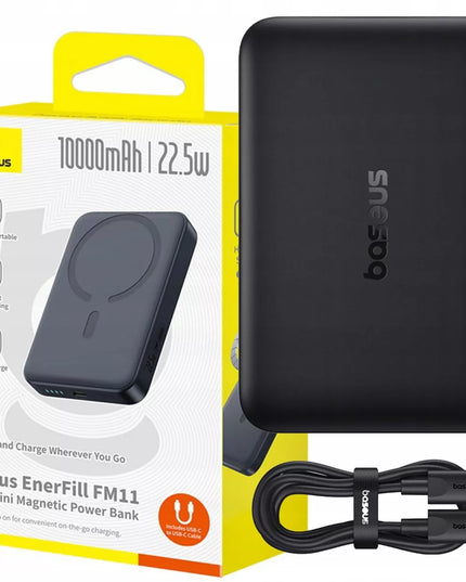 Išorinė baterija BASEUS 10000 mAh 22,5W indukcinė MagSafe greitas PD QC įkrovimas + laidas