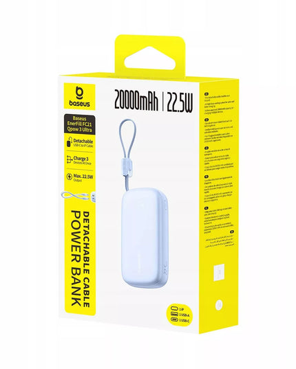 BASEUS išorinė baterija 20000 mAh 22.5W USB-C USB-A LIGHTNING