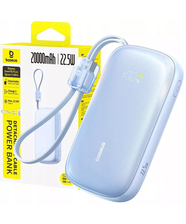 BASEUS išorinė baterija 20000 mAh 22.5W USB-C USB-A LIGHTNING