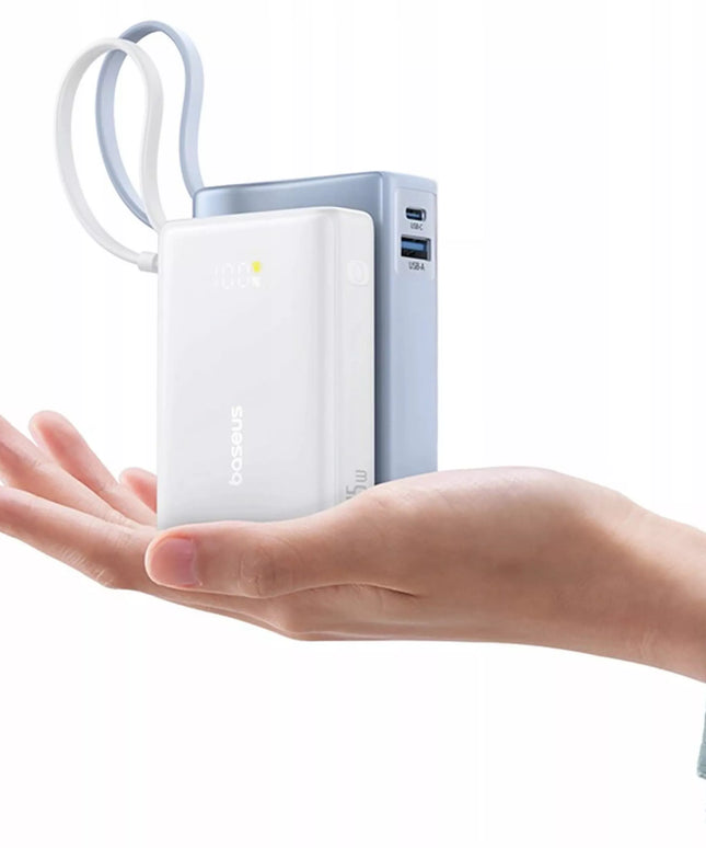 Išorinė baterija BASEUS PicoGo 10000 mAh 45 W USB-C USB-A LED su integruotu laidu