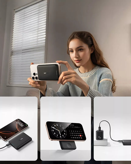 BASEUS indukcinis išorinis akumuliatorius 10000 mAh 27 W MagSafe skirtas Apple Watch ir išmaniesiems telefonams