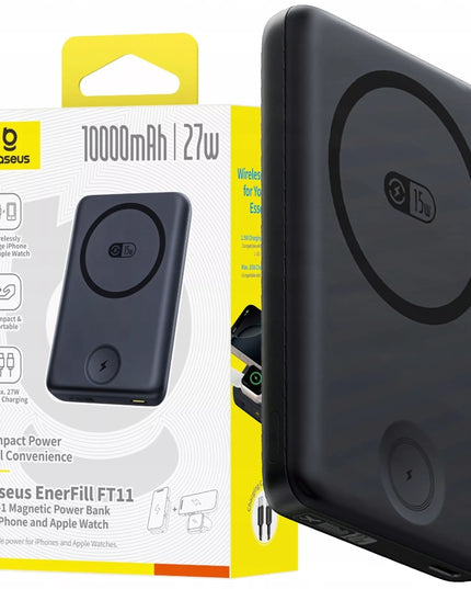 BASEUS indukcinis išorinis akumuliatorius 10000 mAh 27 W MagSafe skirtas Apple Watch ir išmaniesiems telefonams