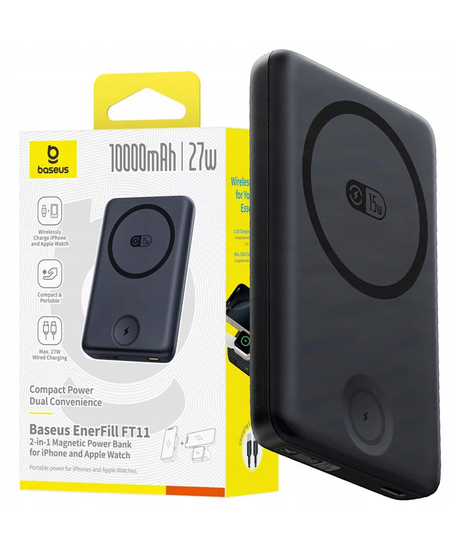 BASEUS indukcinis išorinis akumuliatorius 10000 mAh 27 W MagSafe skirtas Apple Watch ir išmaniesiems telefonams