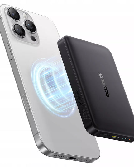 Magnetinis indukcinis „Power Bank“ QI2 10000 mAh 22.5W „MagSafe“ + USB-C laidas