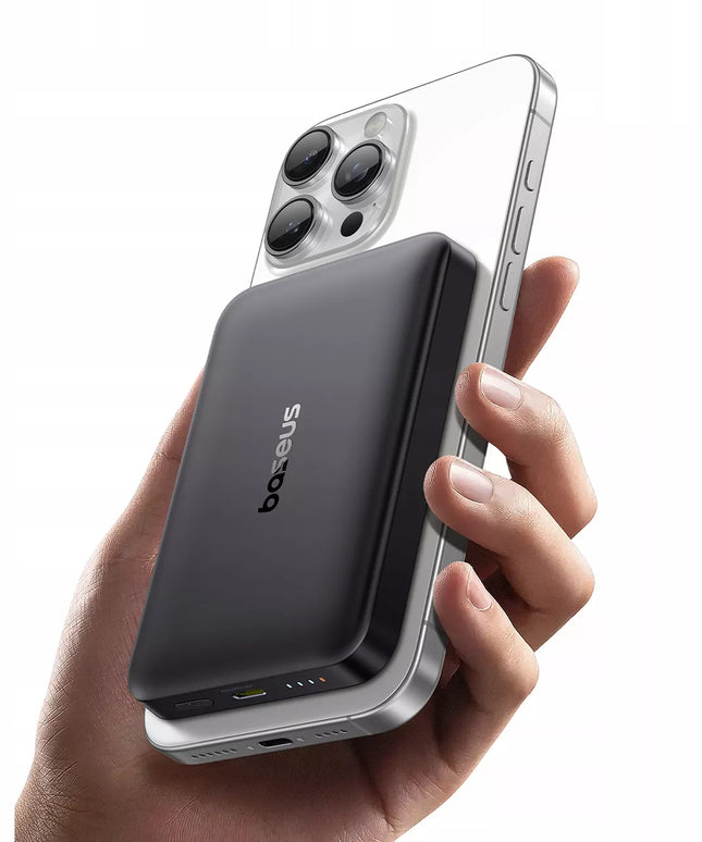 Magnetinis indukcinis „Power Bank“ QI2 10000 mAh 22.5W „MagSafe“ + USB-C laidas