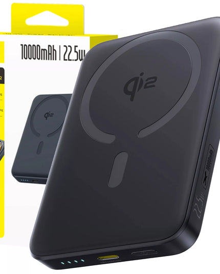 Magnetinis indukcinis „Power Bank“ QI2 10000 mAh 22.5W „MagSafe“ + USB-C laidas