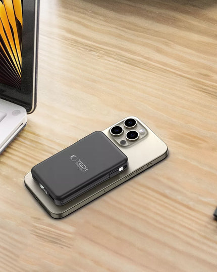 POWER BANK 15W 10000MAH SKIRTAS MAGSAFE + LIGHTNING + TYPE-C KABELIS