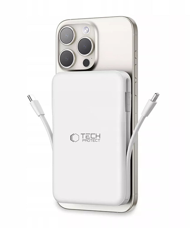 Nešiojamas įkroviklis Power Bank 15W 10000mAh su MagSafe + Lightning + Type-C laidais