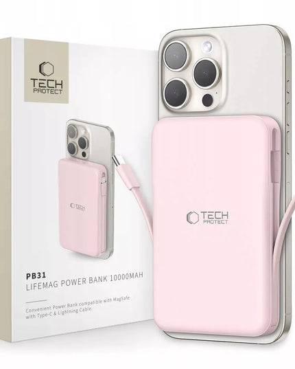 Išorinė baterija POWERBANK 15W 10000mAh su MagSafe + Lightning + Type-C laidais