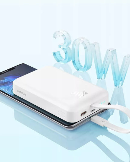 BASEUS 10000mAh 30W USB-C MagSafe išorinis akumuliatorius su laidu ir belaidžiu įkrovimu