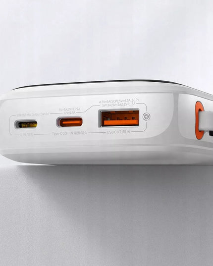 Baseus 10000 mAh 22,5 W universalus nešiojamas įkroviklis su USB-C ir USB-A jungtimis bei USB-C laidu