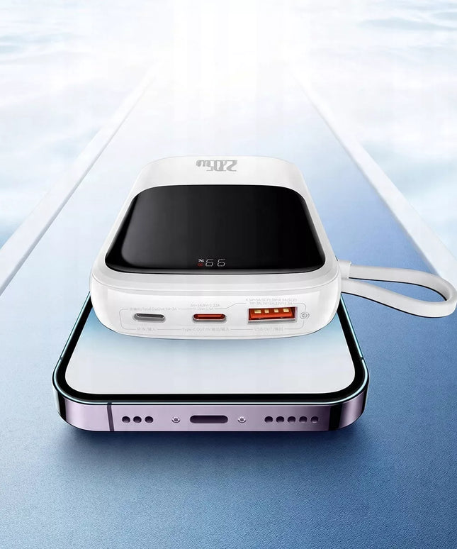 Baseus 10000 mAh 22,5 W universalus nešiojamas įkroviklis su USB-C ir USB-A jungtimis bei USB-C laidu