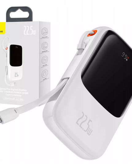 Baseus 10000 mAh 22,5 W universalus nešiojamas įkroviklis su USB-C ir USB-A jungtimis bei USB-C laidu