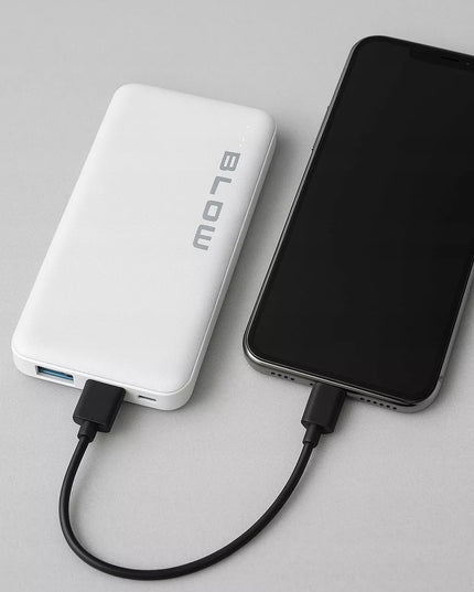 Išorinė baterija BLOW 10000 mAh, galinga, greito įkrovimo, saugi, talpi, skirta kelionėms