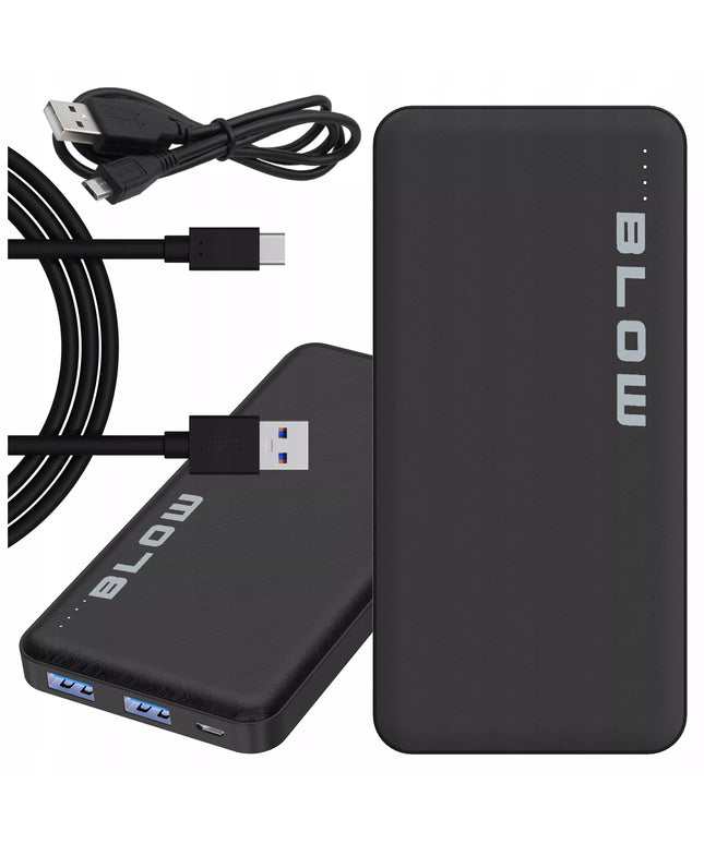 Išorinė baterija 10000 mAh BLOW Powerbank USB galinga talpi greito įkrovimo USB-C kabelis rinkinys