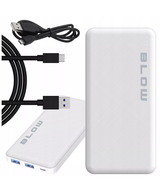 BLOW 10000 mAh išorinė baterija Power Bank USB greitas įkrovimas talpi su USB-C laidu komplektas