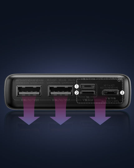 POWERBANK 20000 MAH BASEUS 22.5W USB-A USB-C PD QC Greitas įkrovimas + Kabelis