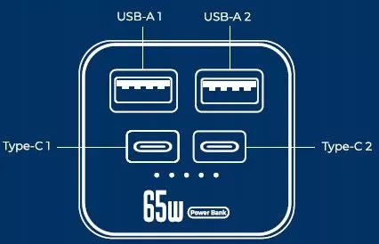 Išorinė baterija (powerbank) 20000 mAh 65W QC3.0 PD USB-C skirta nešiojamiems kompiuteriams
