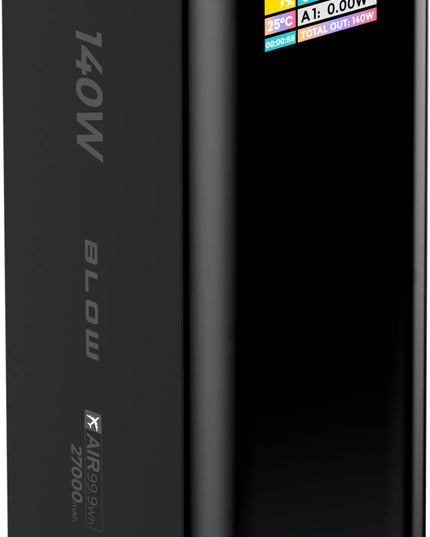 Išorinė baterija BLOW 27000 mAh 140W QC PD USB-C LCD, skirta nešiojamiesiems kompiuteriams ir lėktuvams