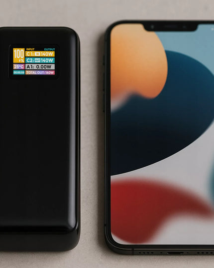 Išorinė baterija BLOW 27000 mAh 140W QC PD USB-C LCD, skirta nešiojamiesiems kompiuteriams ir lėktuvams