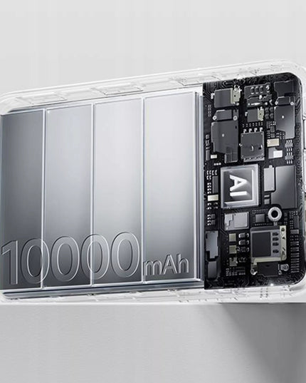 BASEUS 10000 mAh 22.5W maitinimo bankas su integruotais USB-C ir Lightning laidais, greitas įkrovimas