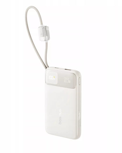 BASEUS 10000 mAh 22.5W maitinimo bankas su integruotais USB-C ir Lightning laidais, greitas įkrovimas