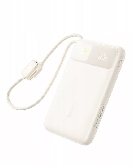 BASEUS 10000 mAh 22.5W maitinimo bankas su integruotais USB-C ir Lightning laidais, greitas įkrovimas