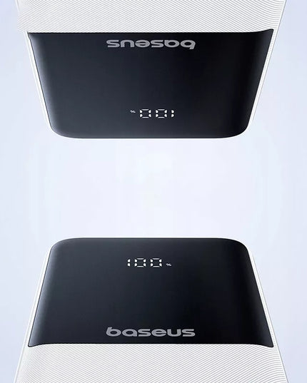 BASEUS išorinė baterija 10000 mAh 22,5W su integruotais USB-C ir Lightning laidais