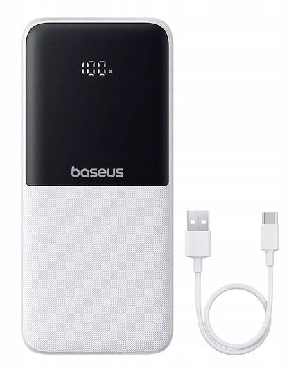 BASEUS išorinė baterija 10000 mAh 22,5W su integruotais USB-C ir Lightning laidais