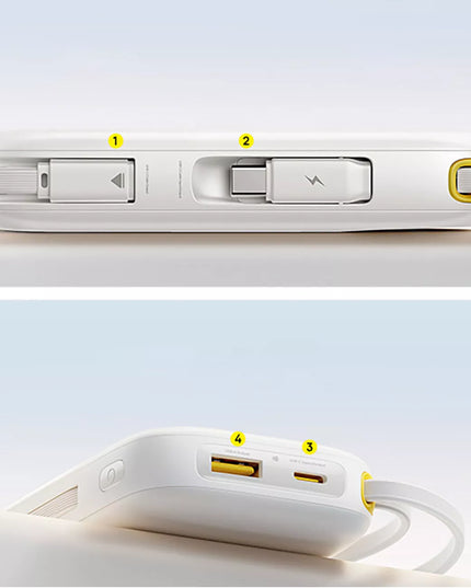 BASEUS išorinis akumuliatorius 10000 mAh 45W su USB-C ir Lightning laidu bei ekranu
