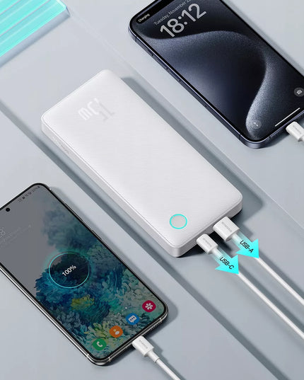 BASEUS 10000 mAh išorinė baterija (powerbank) USB-C USB-A 15W saugi + USB-A USB-C laidas