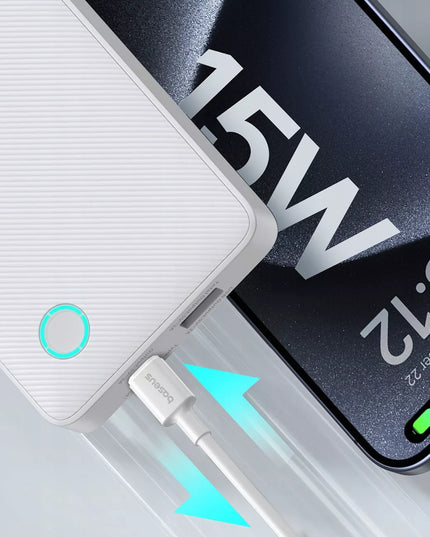 BASEUS 10000 mAh išorinė baterija (powerbank) USB-C USB-A 15W saugi + USB-A USB-C laidas