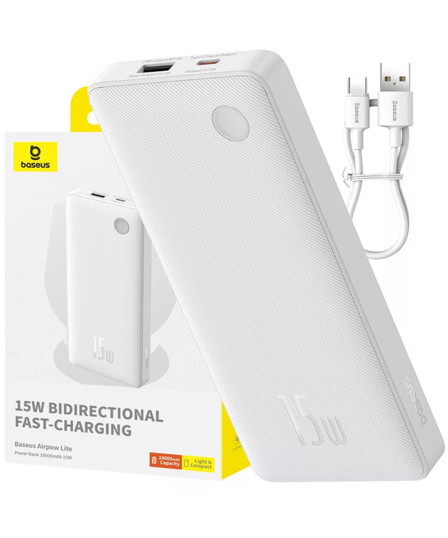 BASEUS 10000 mAh išorinė baterija (powerbank) USB-C USB-A 15W saugi + USB-A USB-C laidas